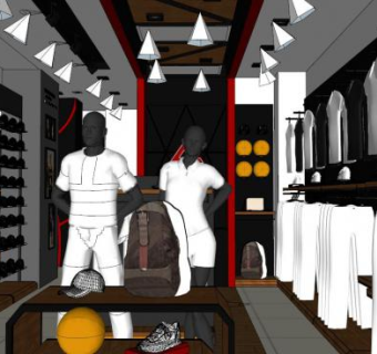 运动服装店su模型下载_sketchup草图大师SKP模型