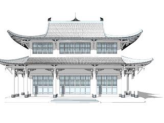 中式古典建筑SU模型下载_sketchup草图大师SKP模型