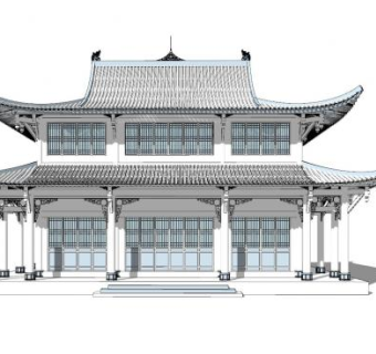 中式古典建筑SU模型下载_sketchup草图大师SKP模型