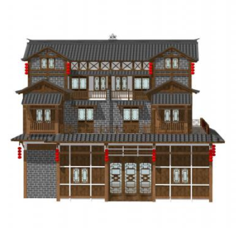 中式吊脚楼SU模型下载_sketchup草图大师SKP模型