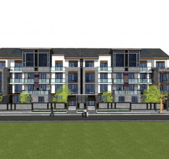 新中式居住建筑SU模型下载_sketchup草图大师SKP模型