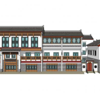 中式居住民宅建筑SU模型下载_sketchup草图大师SKP模型