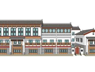 中式居住民宅建筑SU模型下载_sketchup草图大师SKP模型