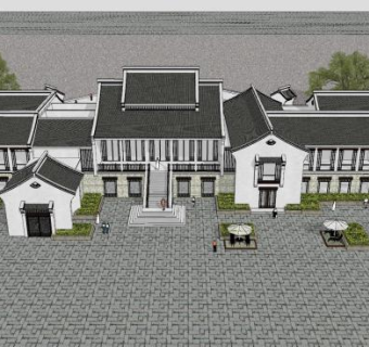 中式居住设计SU模型下载_sketchup草图大师SKP模型