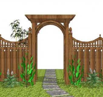 花架拱形门su模型下载_sketchup草图大师SKP模型