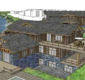 乡景客栈中式建筑SU模型下载_sketchup草图大师SKP模型