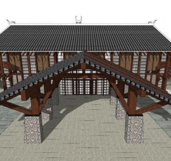 中式仿古居住建筑SU模型下载_sketchup草图大师SKP模型
