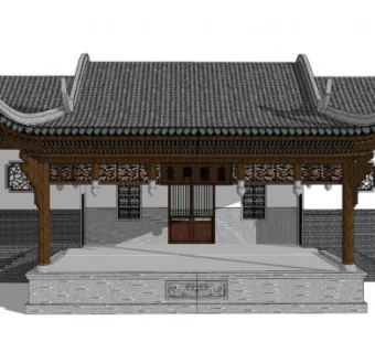 中式小型古建戏台SU模型下载_sketchup草图大师SKP模型