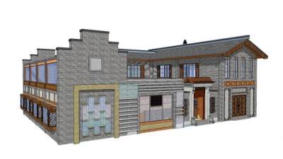 中式建筑别墅SU模型下载_sketchup草图大师SKP模型