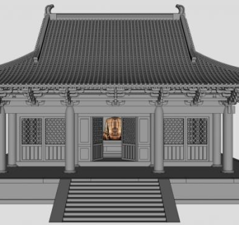 单檐歇山建筑su模型下载_sketchup草图大师SKP模型
