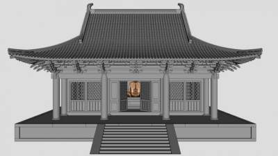 单檐歇山建筑su模型下载_sketchup草图大师SKP模型