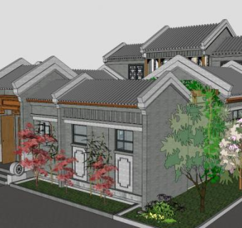 四合院民宿su模型下载_sketchup草图大师SKP模型