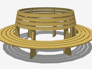 圆形坐凳树池su模型下载_sketchup草图大师SKP模型