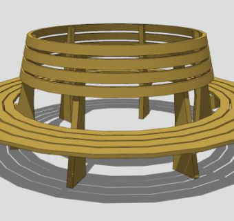 圆形坐凳树池su模型下载_sketchup草图大师SKP模型