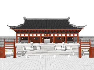 中式古代官府建筑SU模型下载_sketchup草图大师SKP模型