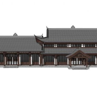 中式建筑阁楼房屋SU模型下载_sketchup草图大师SKP模型