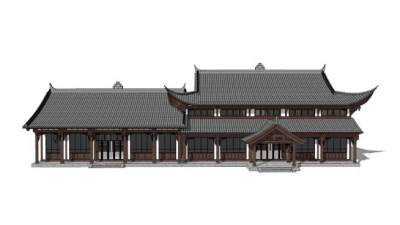 中式建筑阁楼房屋SU模型下载_sketchup草图大师SKP模型