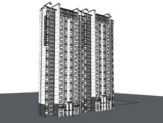 新中式高层住宅建筑su模型下载_sketchup草图大师SKP模型