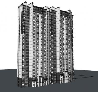 新中式高层住宅建筑su模型下载_sketchup草图大师SKP模型