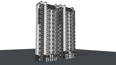 新中式高层住宅建筑su模型下载_sketchup草图大师SKP模型