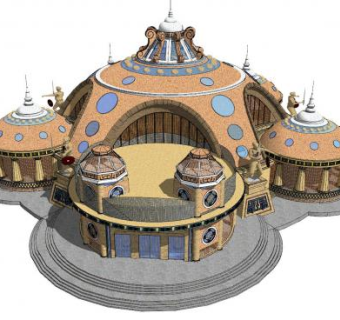 新中式内蒙风格SU模型下载_sketchup草图大师SKP模型