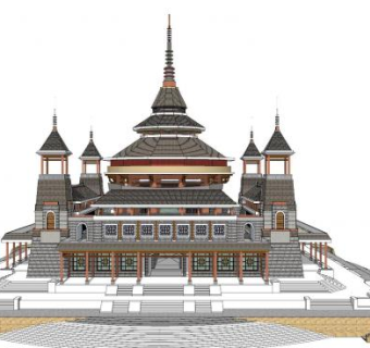 中国古代皇家建筑SU模型下载_sketchup草图大师SKP模型