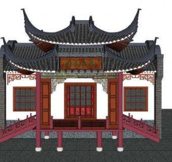 中式高架戏楼SU模型下载_sketchup草图大师SKP模型