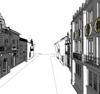 民国风商业建筑su模型下载_sketchup草图大师SKP模型