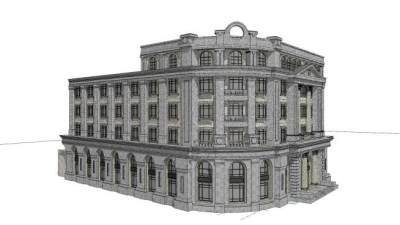 新中式民国风建筑SU模型下载_sketchup草图大师SKP模型