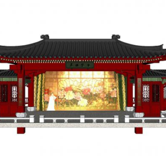 中式戏台建筑sketchup模型下载_sketchup草图大师SKP模型