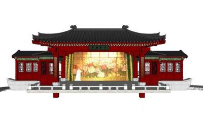 中式戏台建筑sketchup模型下载_sketchup草图大师SKP模型