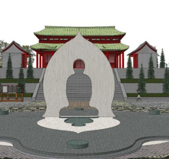 石佛寺广场SU模型下载_sketchup草图大师SKP模型