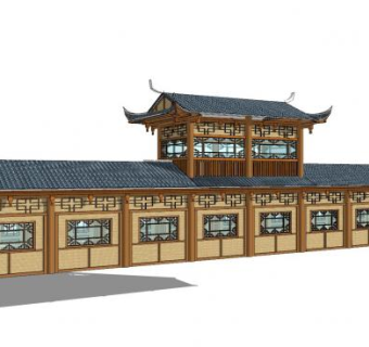 新中式苗族风格建筑SU模型下载_sketchup草图大师SKP模型