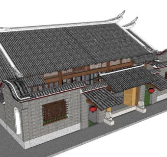 闽西单体古建SU模型下载_sketchup草图大师SKP模型