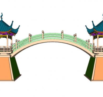 中式跨虹长亭SU模型下载_sketchup草图大师SKP模型