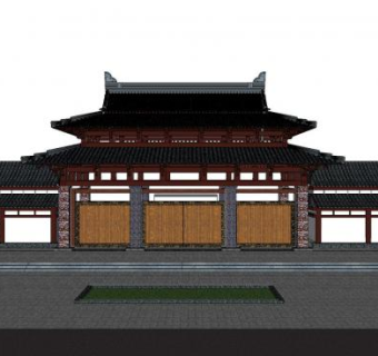 中式大门楼SU模型下载_sketchup草图大师SKP模型