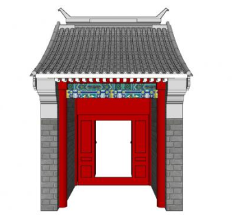 中式古建民宅大门SU模型下载_sketchup草图大师SKP模型