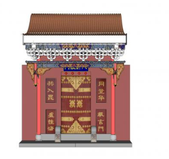 中式解脱门SU模型下载_sketchup草图大师SKP模型