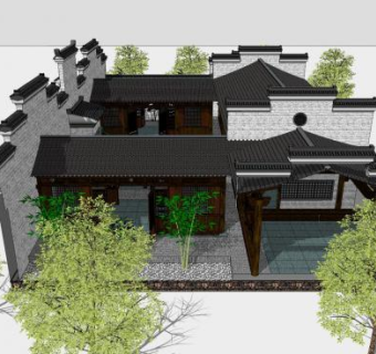 古建怀德堂SU模型下载_sketchup草图大师SKP模型