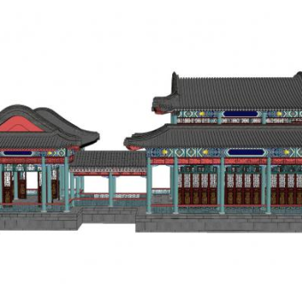 中式画舫建筑SU模型下载_sketchup草图大师SKP模型