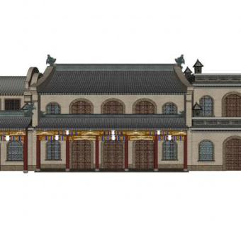 中式古建客栈sketchup模型下载_sketchup草图大师SKP模型