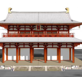 中式古建朱雀门SU模型下载_sketchup草图大师SKP模型