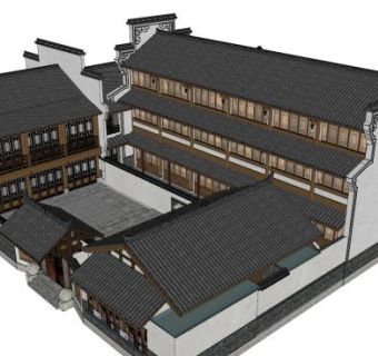 中式客栈建筑SU模型下载_sketchup草图大师SKP模型