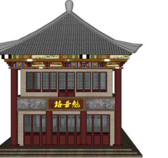 中式古建魁圣楼客栈SU模型下载_sketchup草图大师SKP模型