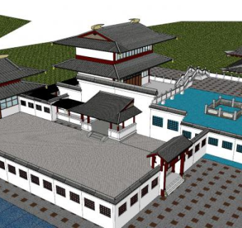 中式古建宅邸SU模型下载_sketchup草图大师SKP模型