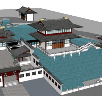 中式古建民俗居民房SU模型下载_sketchup草图大师SKP模型