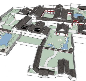 中式古建民房宅邸SU模型下载_sketchup草图大师SKP模型