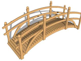 塑木拱桥su模型下载_sketchup草图大师SKP模型