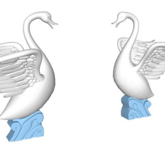 白色天鹅雕塑su模型下载_sketchup草图大师SKP模型