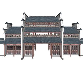 中式古建楼阁门SU模型下载_sketchup草图大师SKP模型